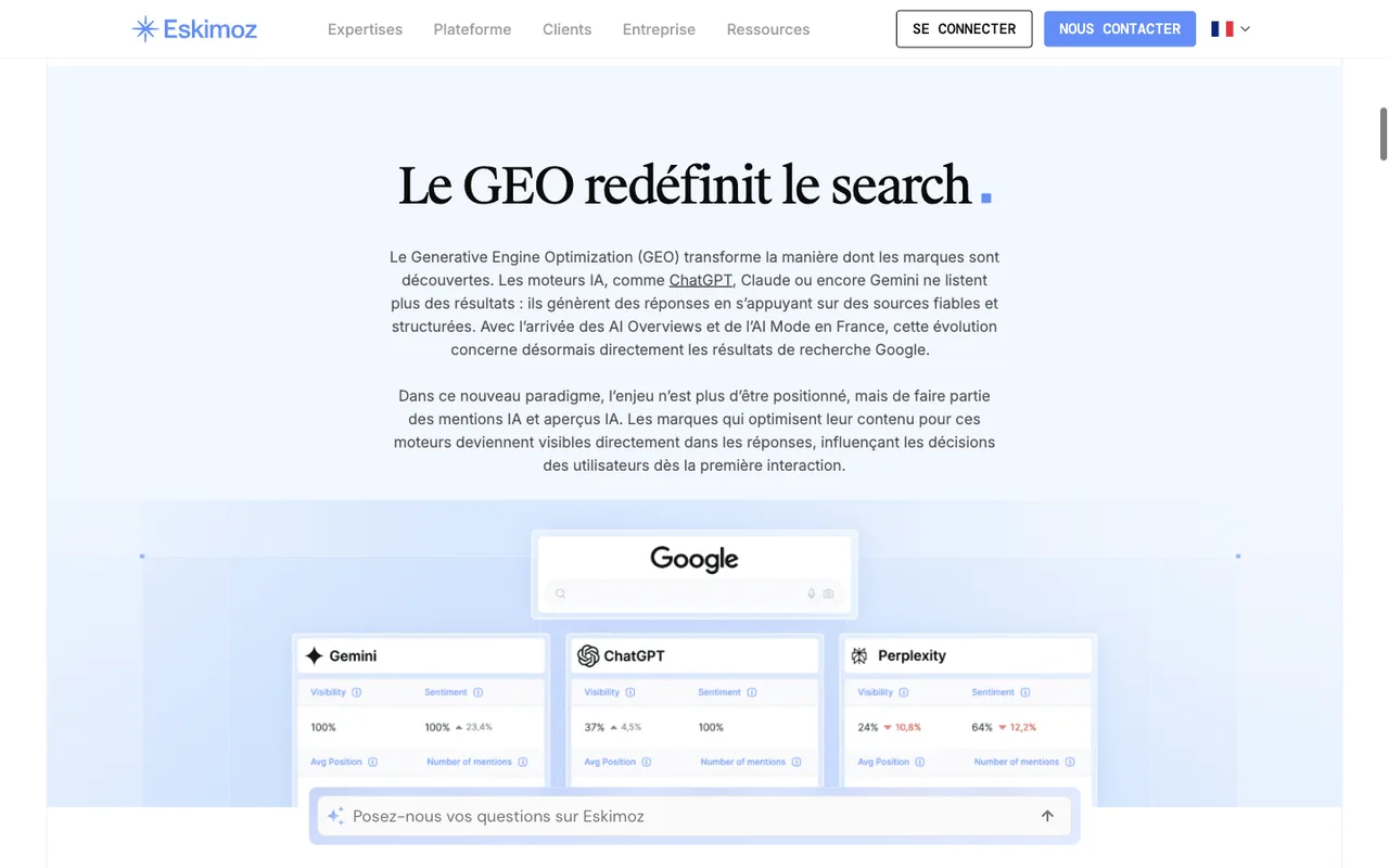 Page de l'offre GEO d'Eskimoz