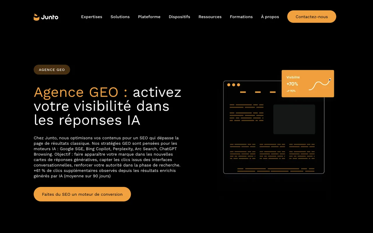 Page de l'offre GEO de Junto