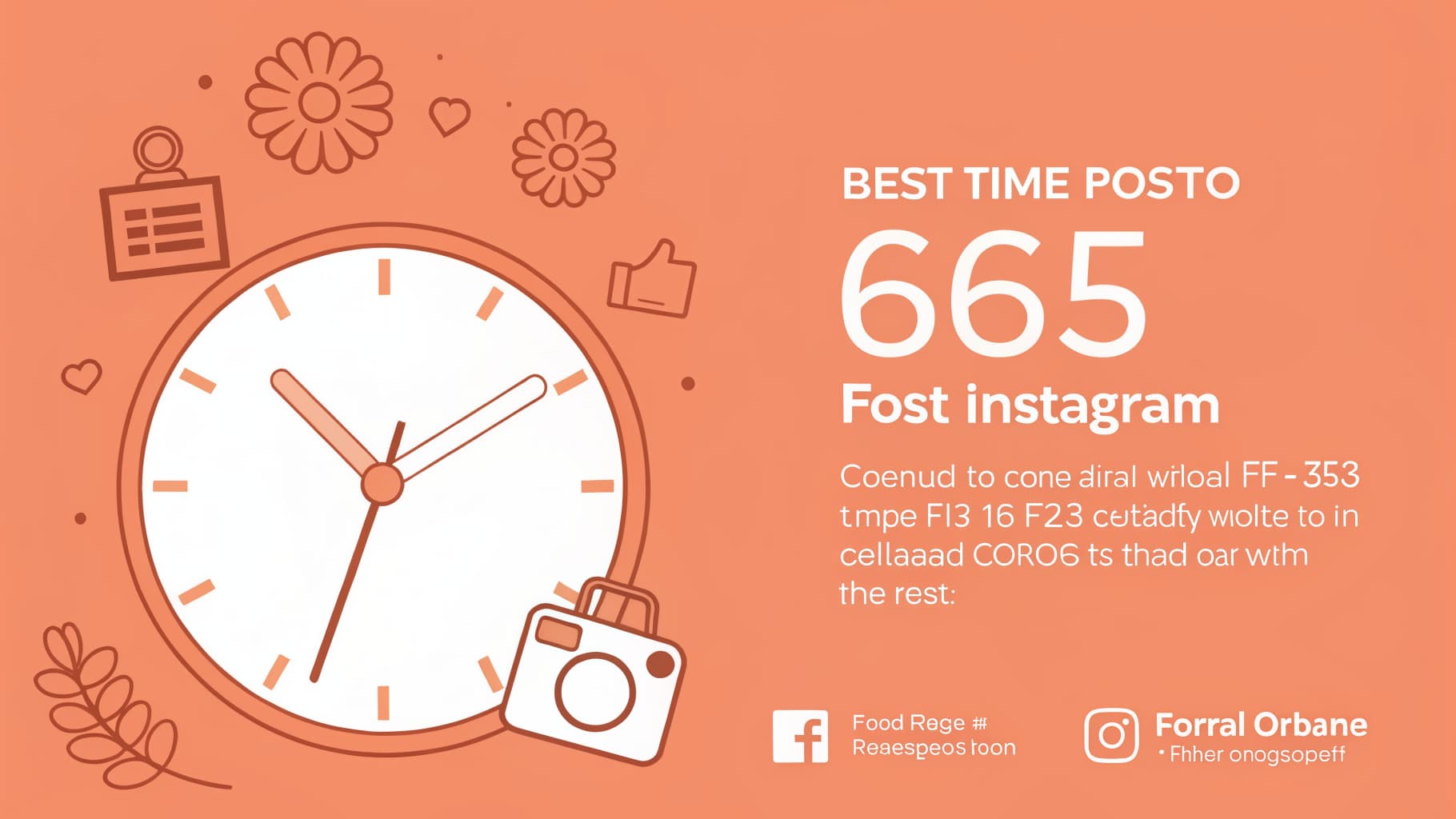 Illustration moderne montrant une horloge Instagram stylisée avec des icônes d'engagement qui s'activent à différentes heures